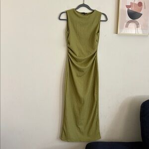 open lace back dress Upton Pale Yellow Bodycon Midi Dress  Potere Clothing